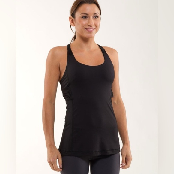 Lululemon Spin Me Tank Top Twist Black Size 6 Shelf Bra Gym Fitness Workout Yoga - Picture 2 of 11